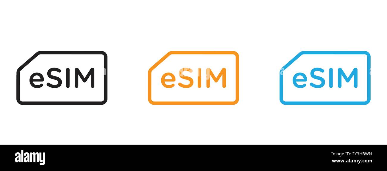 ESIM icon vector logo set collection for web app ui Stock Vector