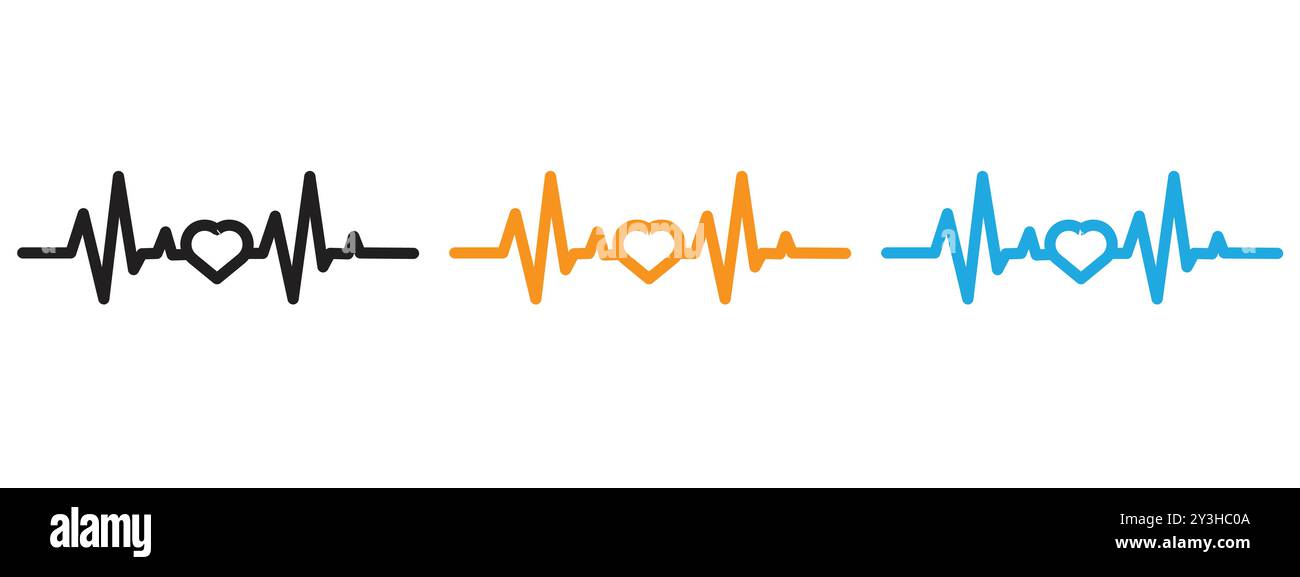 Heartbeat icon vector logo set collection for web app ui Stock Vector ...