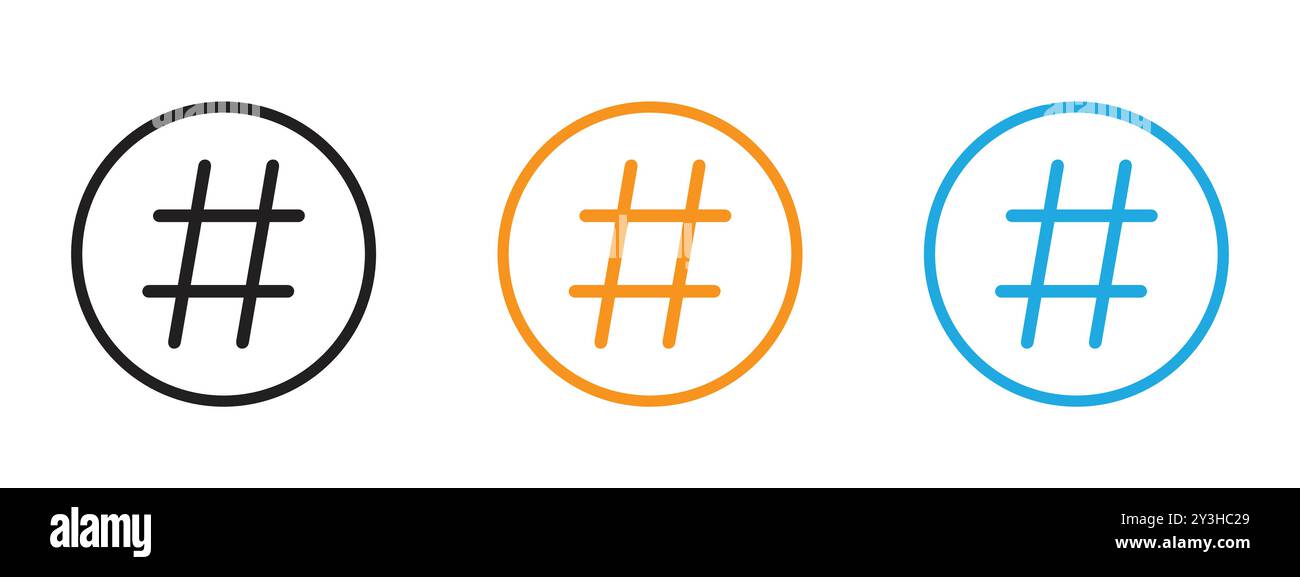 Hashtag icon vector logo set collection for web app ui Stock Vector ...