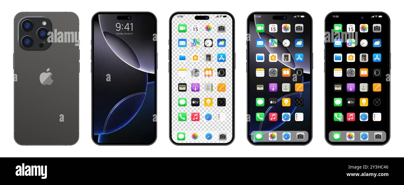 New black, gray Iphone 16 pro max. Apple inc. smartphone with ios 15