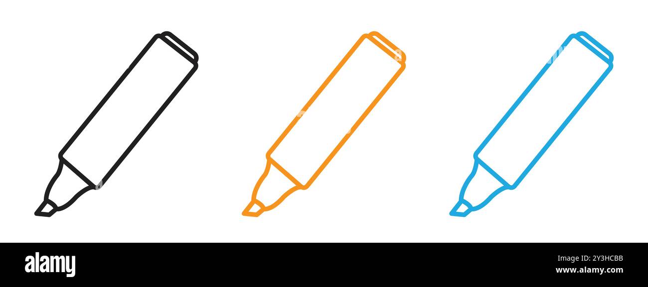 Highlighter icon vector logo set collection for web app ui Stock Vector