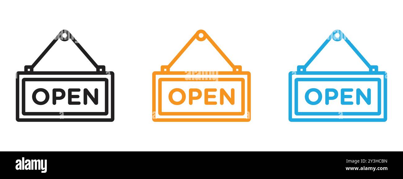 Open sign vector logo set collection for web app ui Stock Vector Image ...