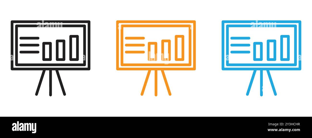 Presentation icon vector logo set collection for web app ui Stock Vector