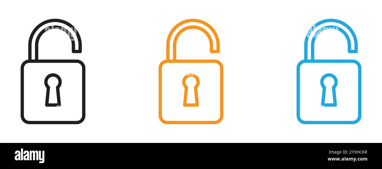 Unlock icon vector logo set collection for web app ui Stock Vector ...