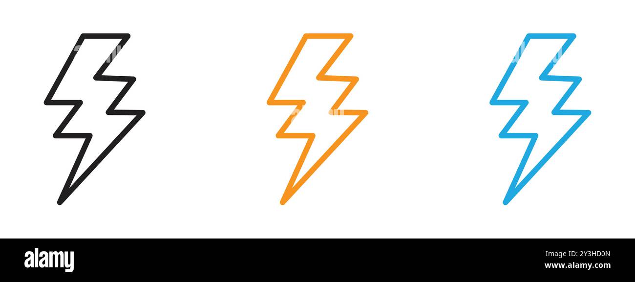 Thunder bolt icon vector logo set collection for web app ui Stock Vector