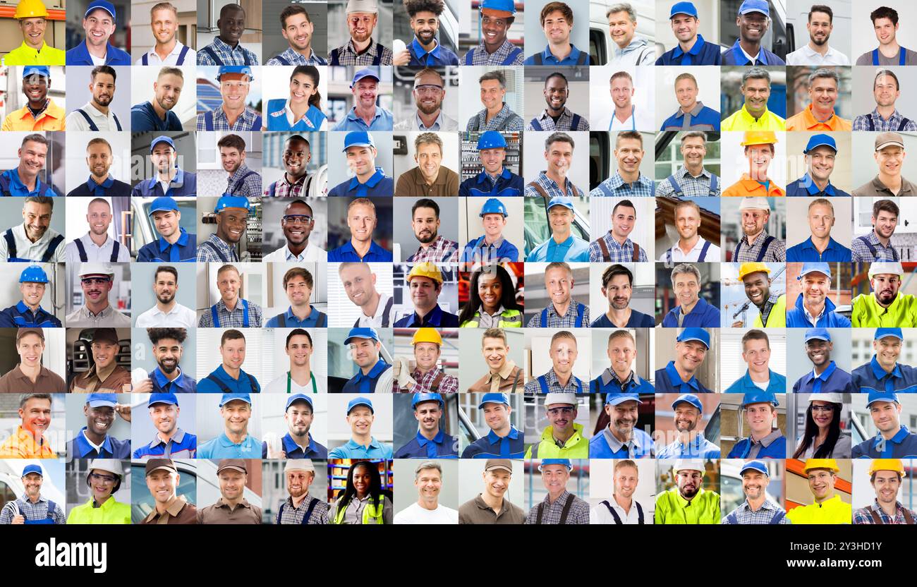 Professional Worker Group. Engineers, Handymen And Janitors Stock Photo