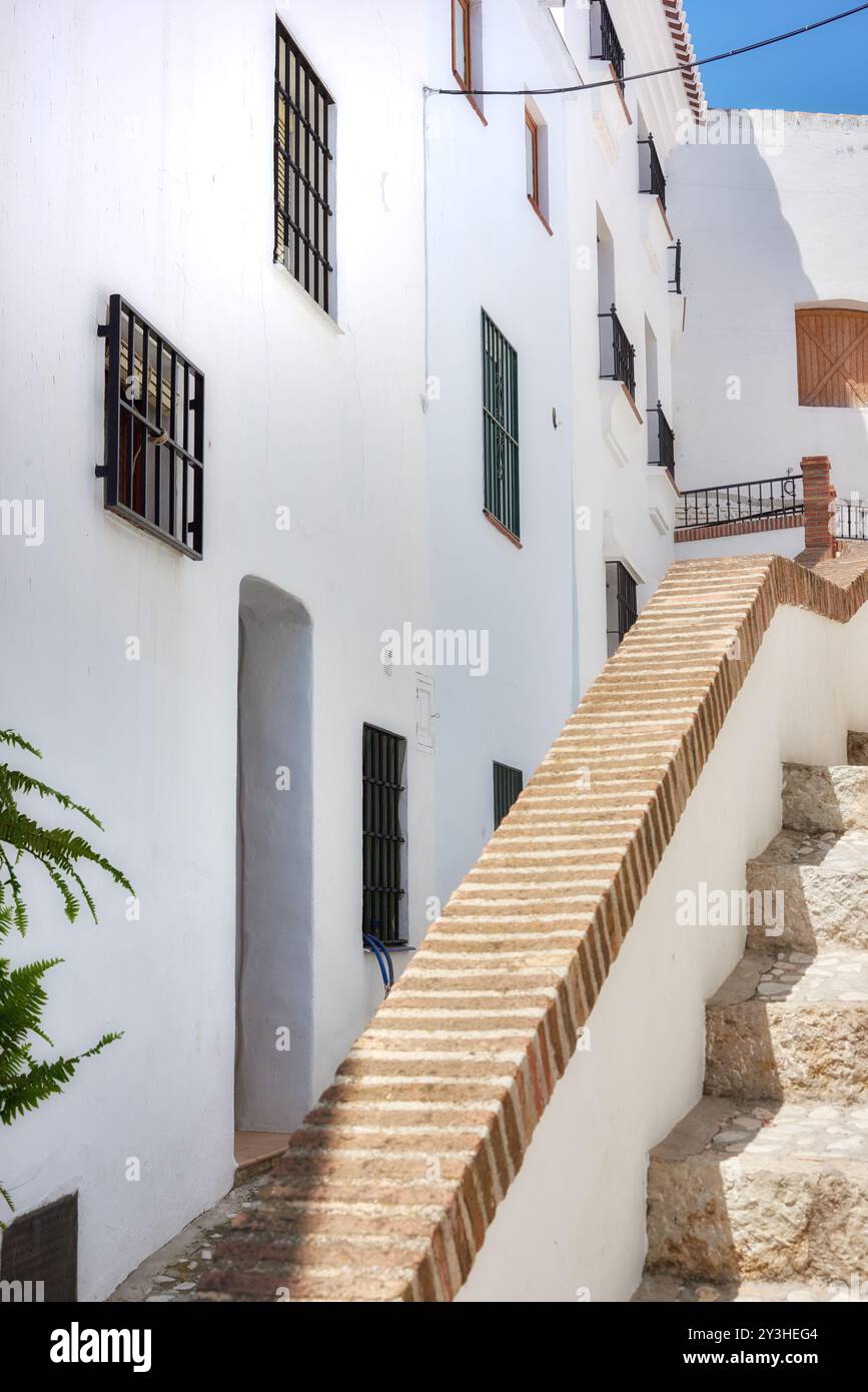 Buildings, village and steps outdoor with architecture, travel and ...