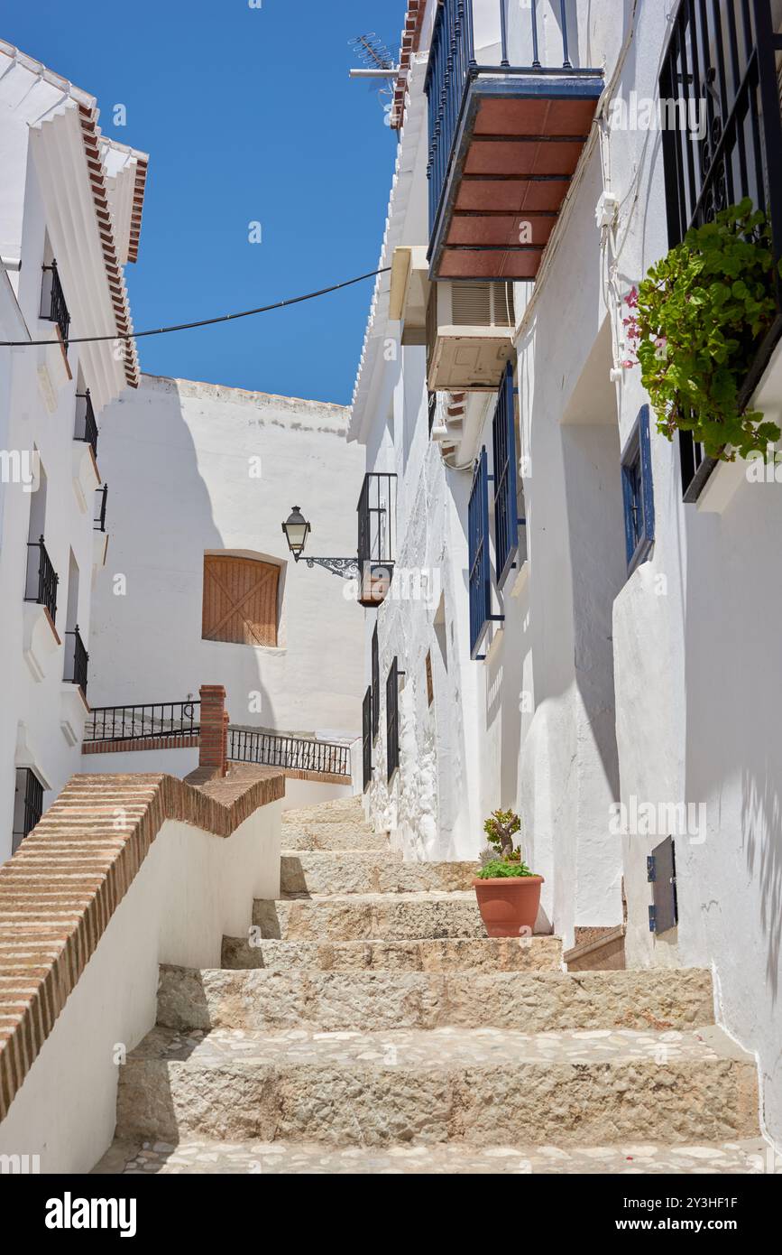 Buildings, village and steps with architecture, travel and picturesque ...