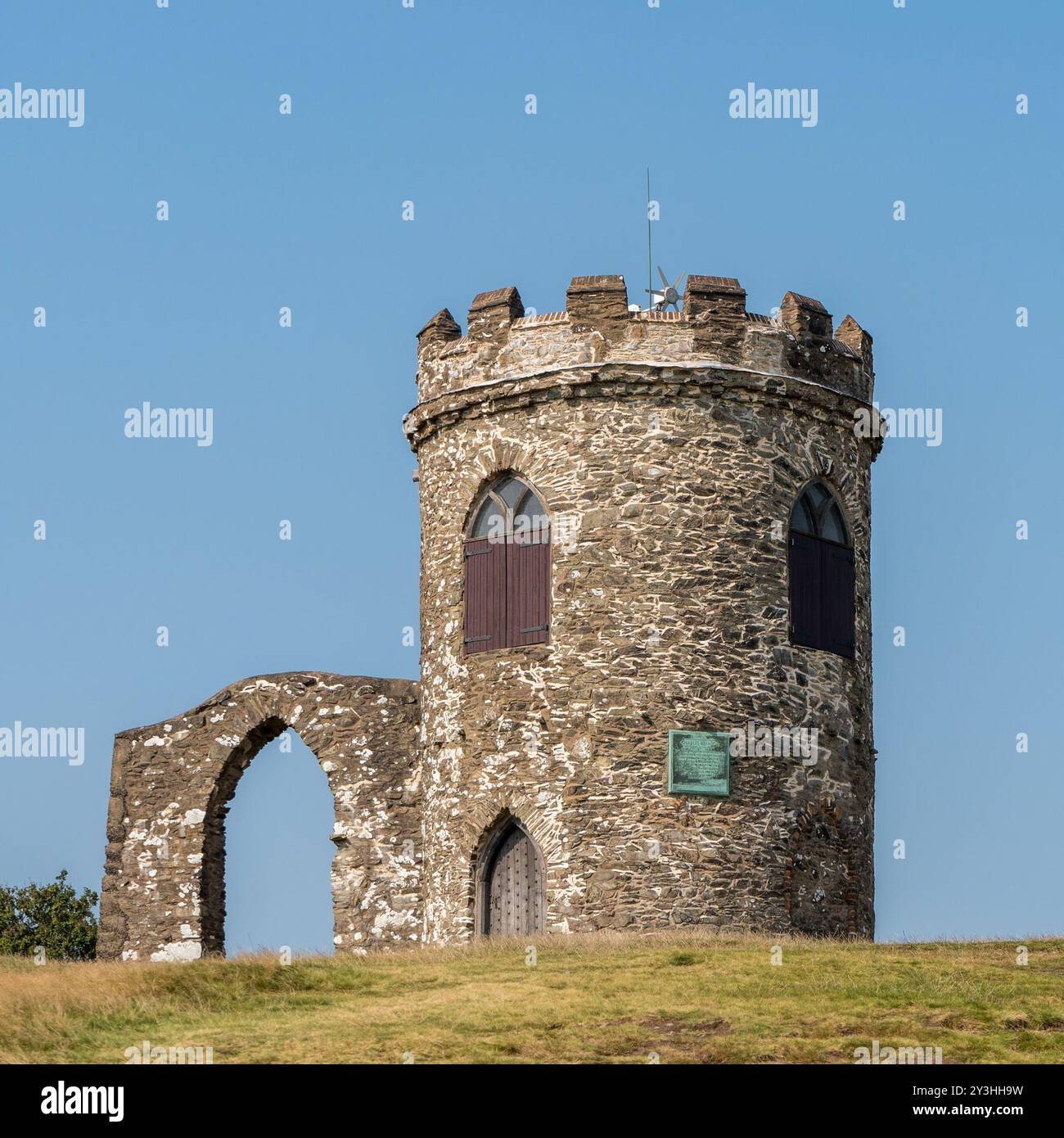 'Old John' prominent hilltop folly / landmark after recent restoration (repointing) work, Bradgate Park, Leicestershire, England, UK Stock Photo