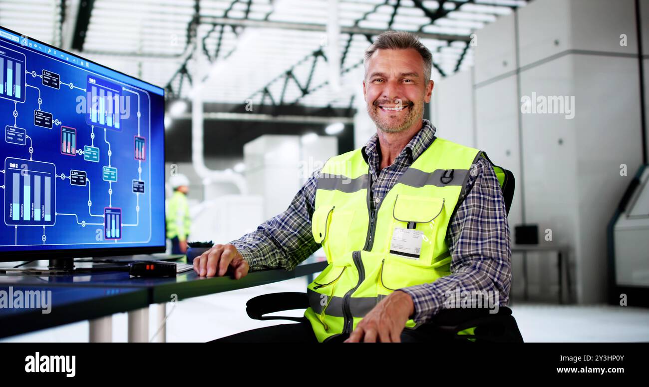 Engineer Operator Using Scada System At Industrial Plant Stock Photo ...