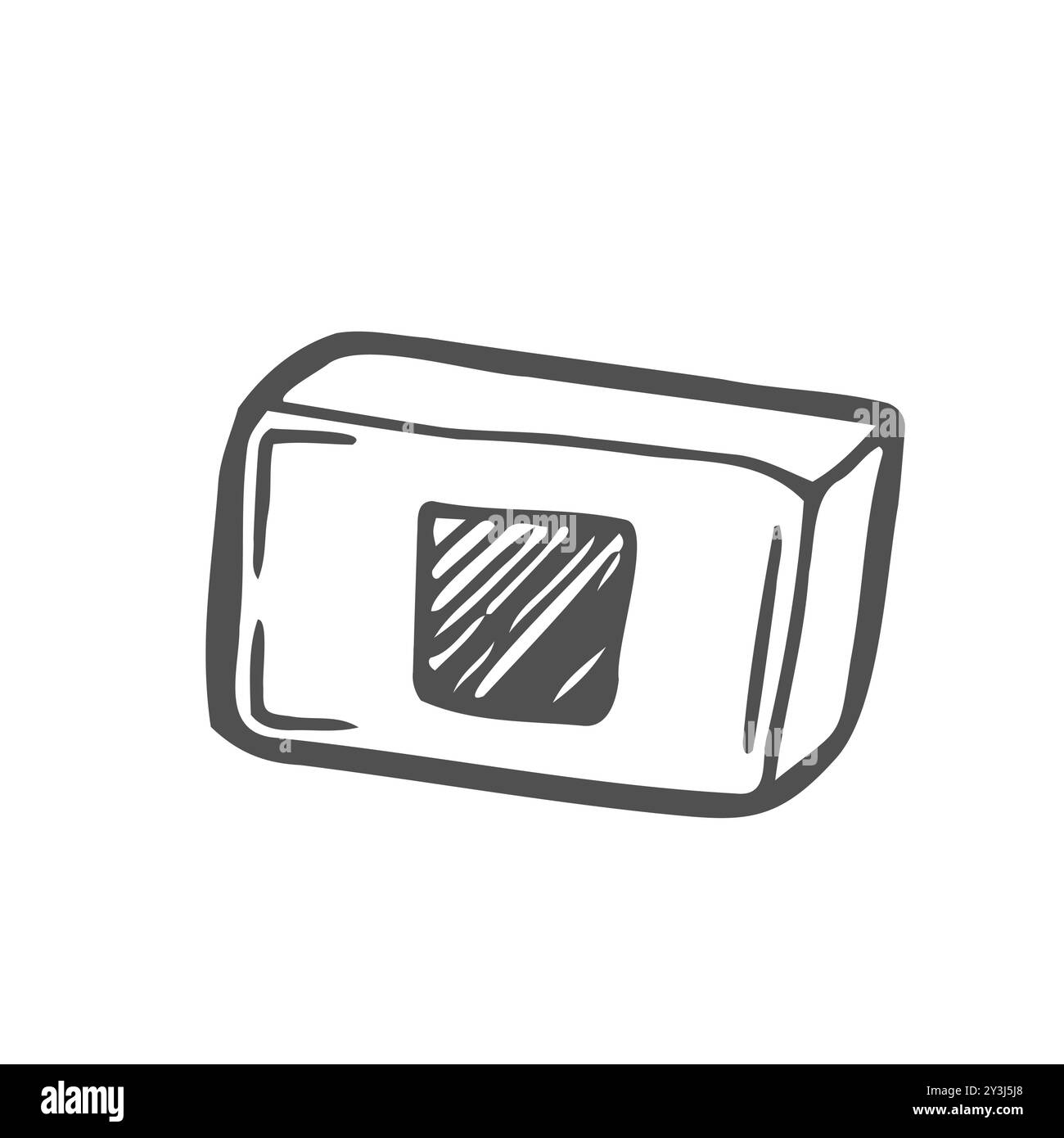 hand drawn doodle stop button illustration vector isolated background in continuous line Stock Vector