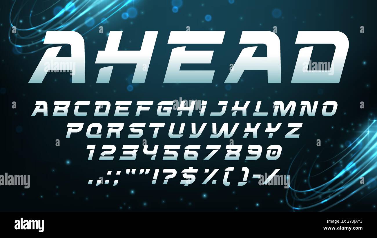 Modern speed sport font, fast dynamic urban type or tech game typeface ...