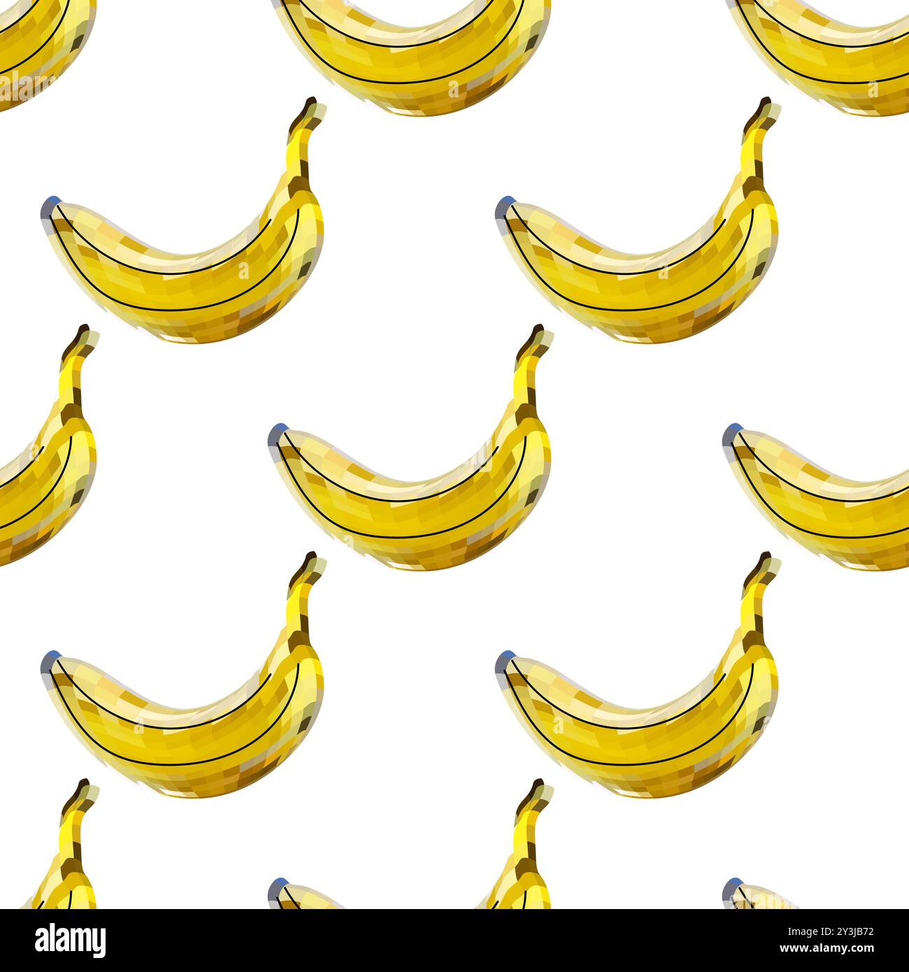 Seamless pattern disco mirror ball banana. Mosaic style vector Stock Vector