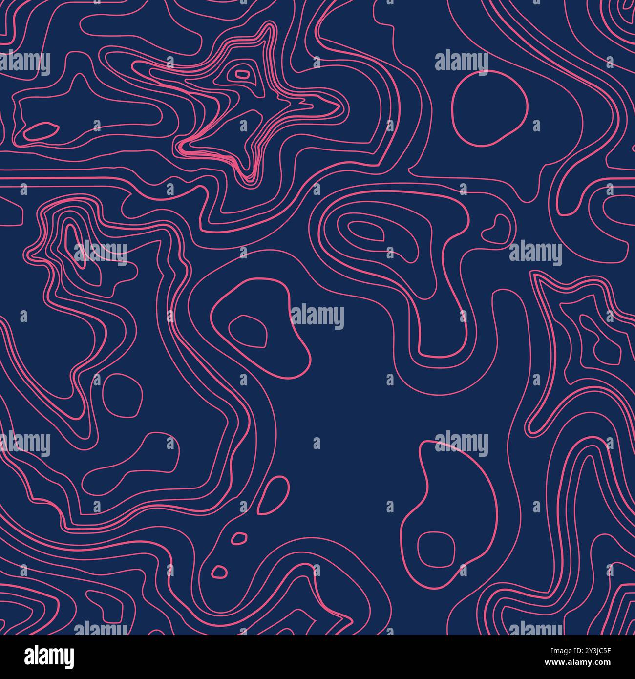 Seamless topographic colorful contour line map pattern. Abstract wavy ...