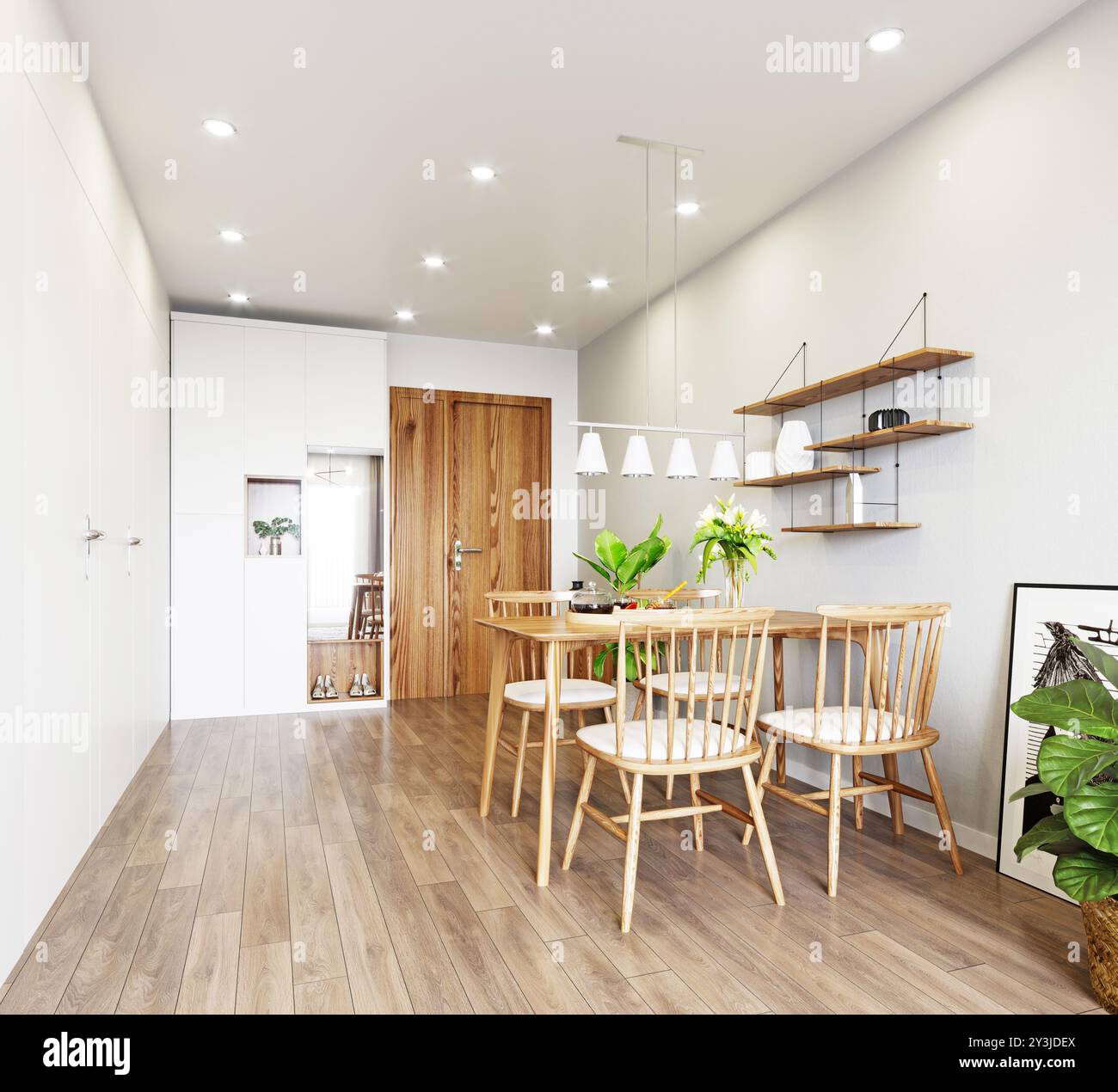 modern  apartment interior design. 3d rendering concept Stock Photo