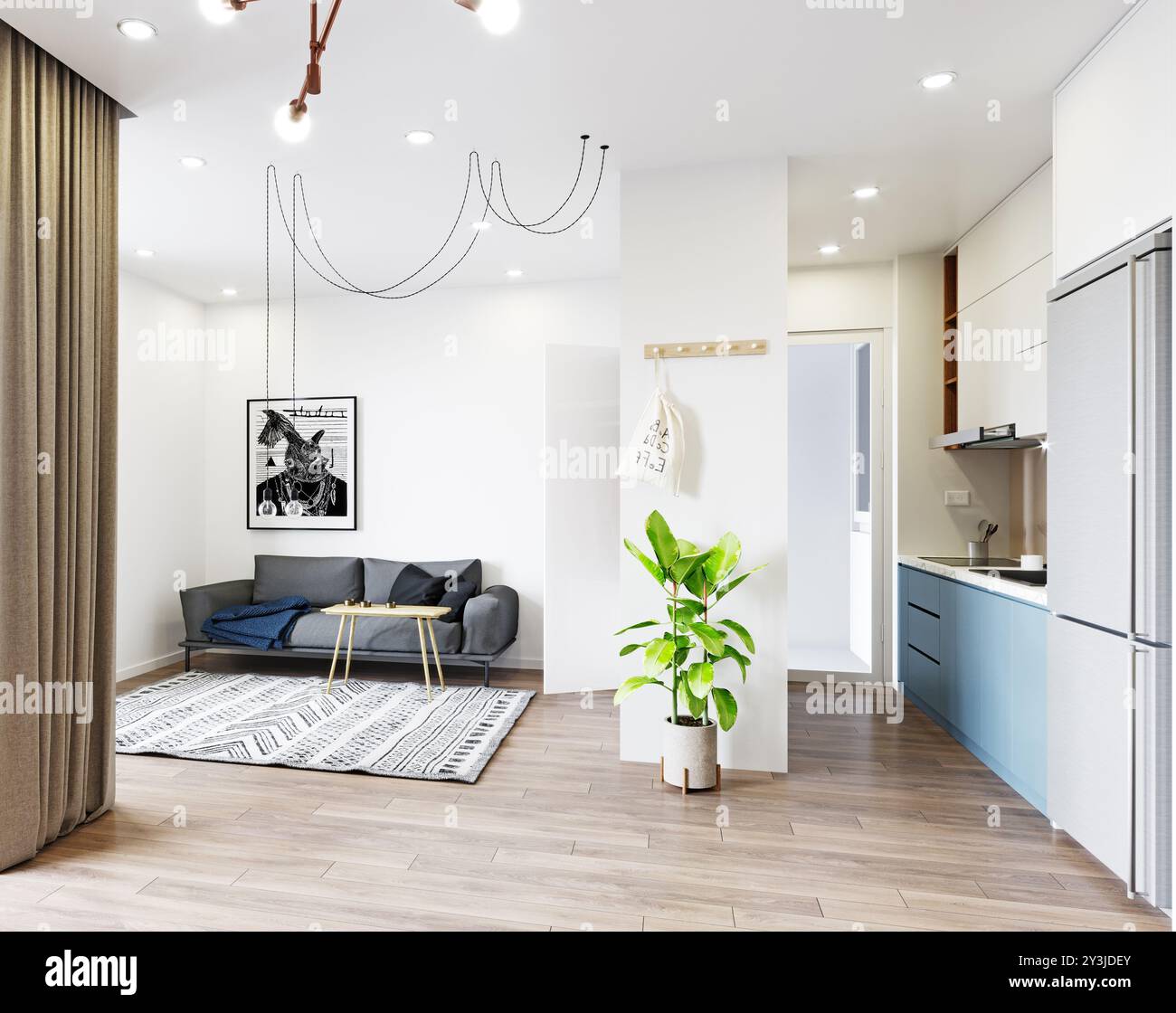 modern living interior design. 3d rendering concept Stock Photo - Alamy