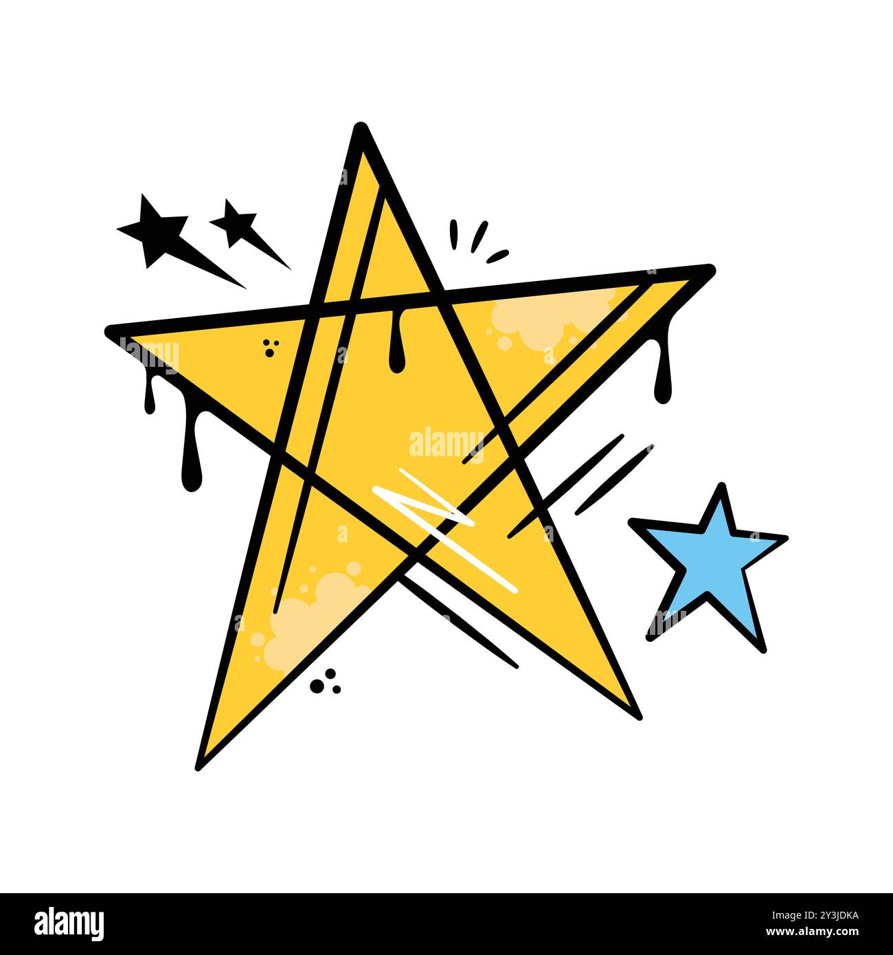 An amazing icon of hand drawn star vector in graffiti art style, ready ...