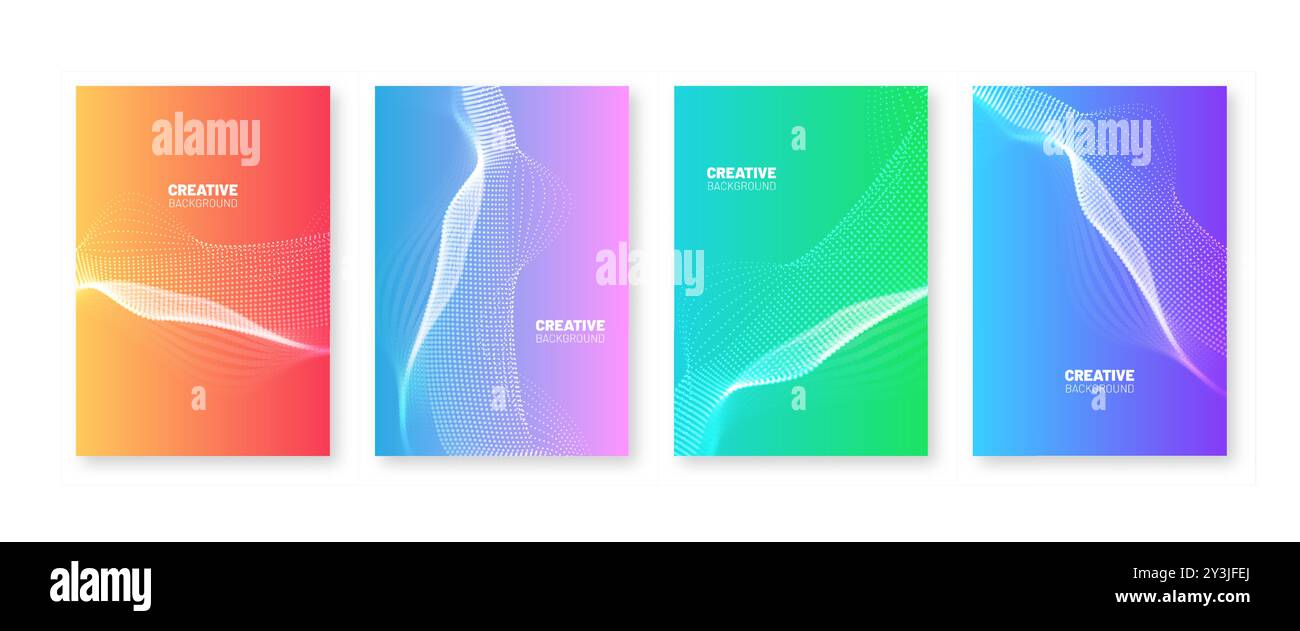 Wavy dots cover set Stock Vector