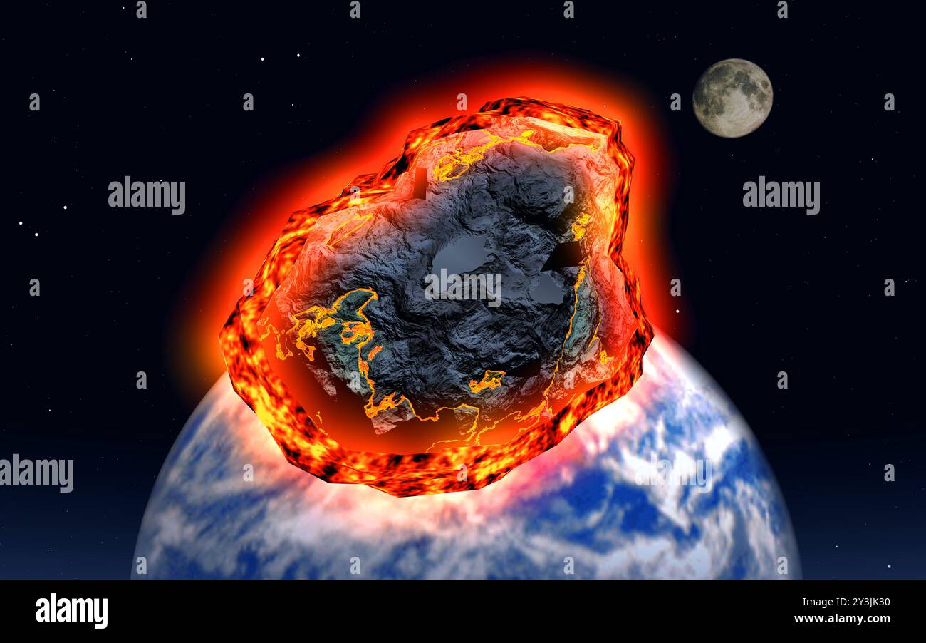 An Asteroid Hitting The Earths Atmosphere Stock Photo
