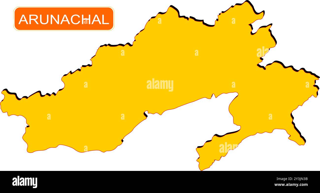 Meghalaya State Map of India with name on it Stock Vector