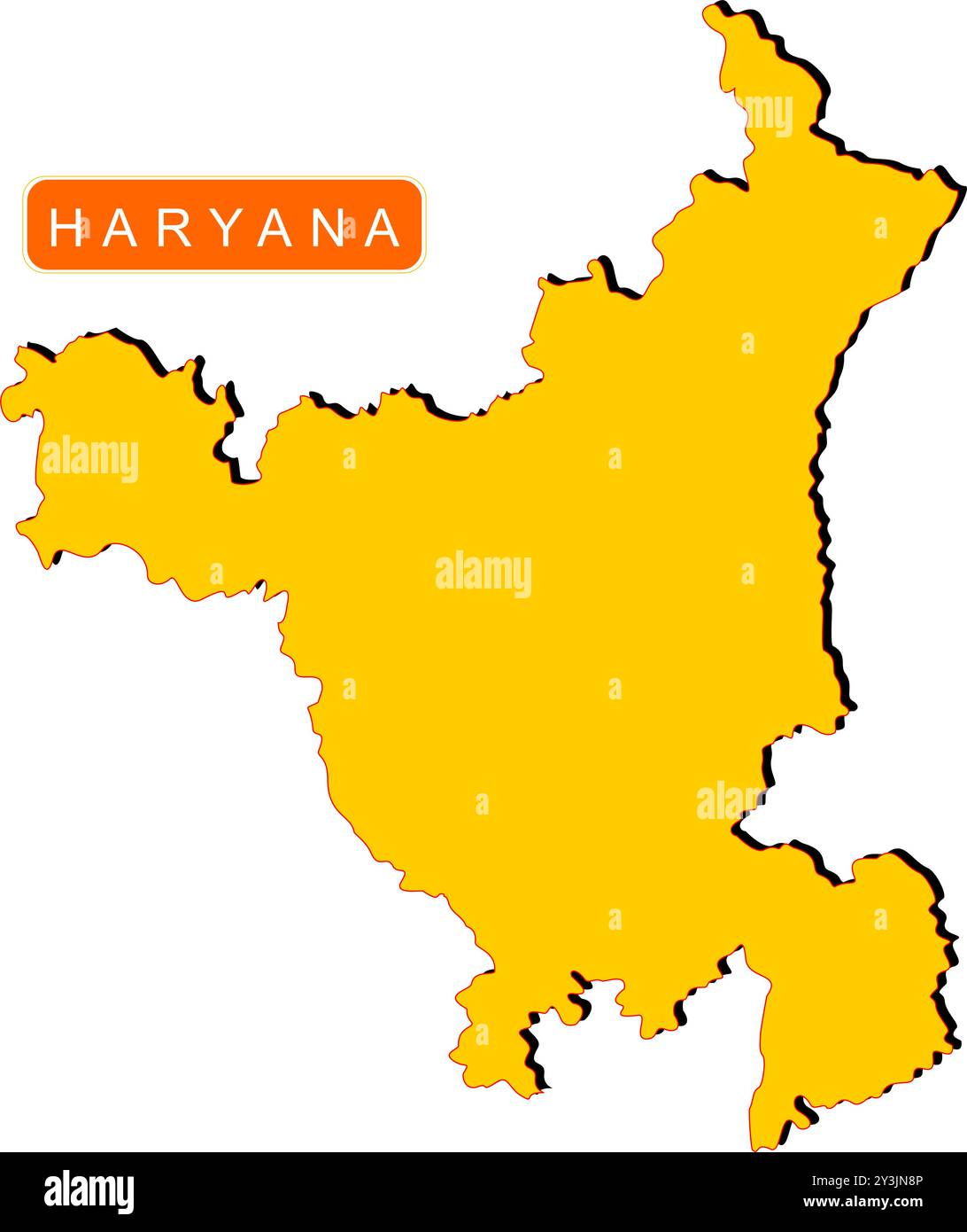 Haryana State Map of India with name on it Stock Vector