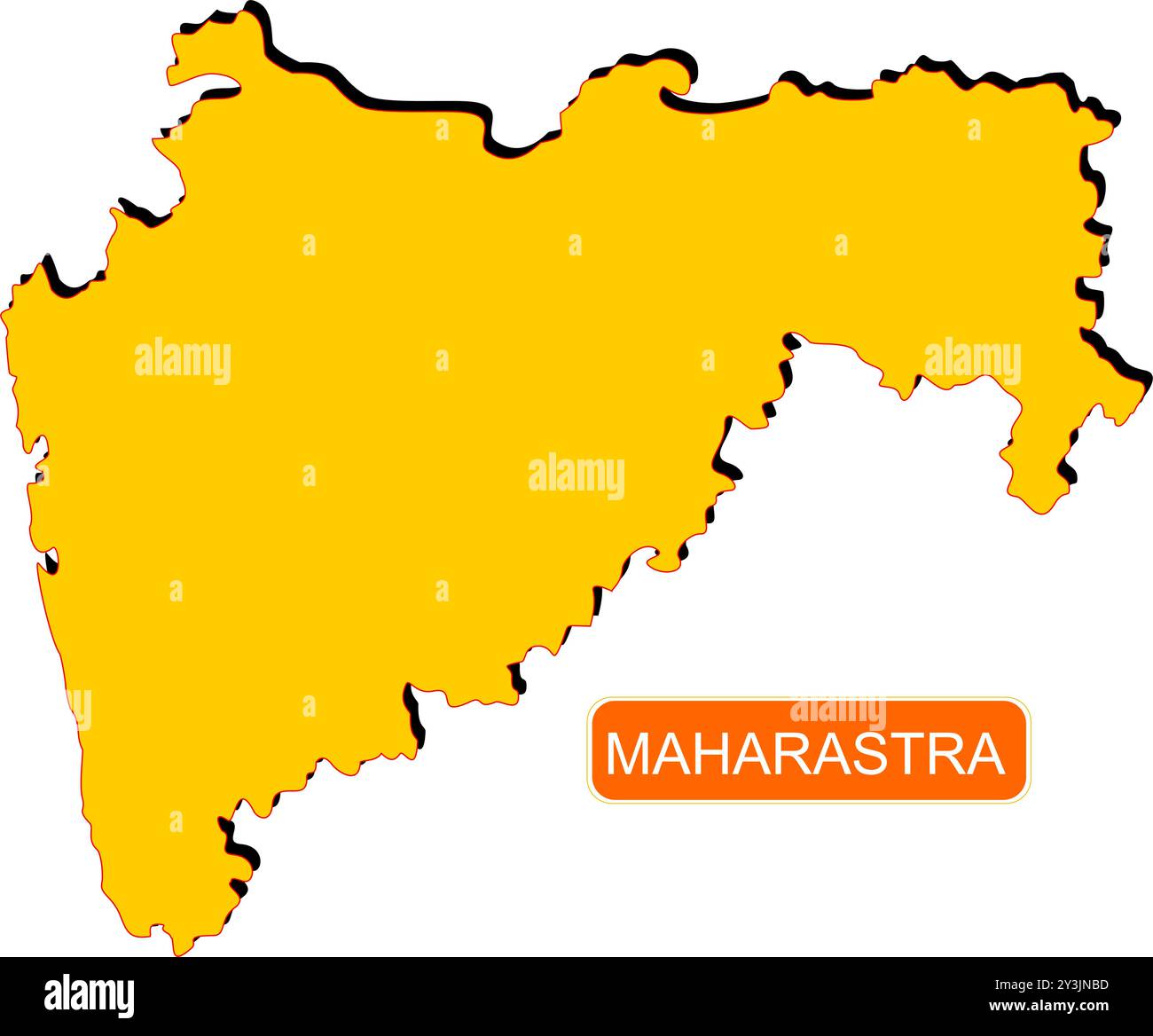 Maharastra State Map of India with name on it Stock Vector