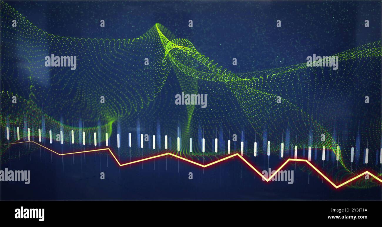 Image of data processing and connections on blue background Stock Photo