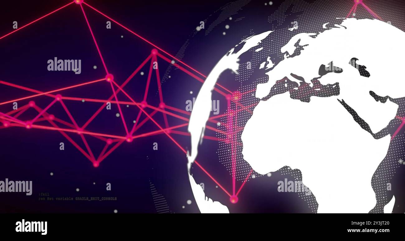Image of network of connections over globe Stock Photo