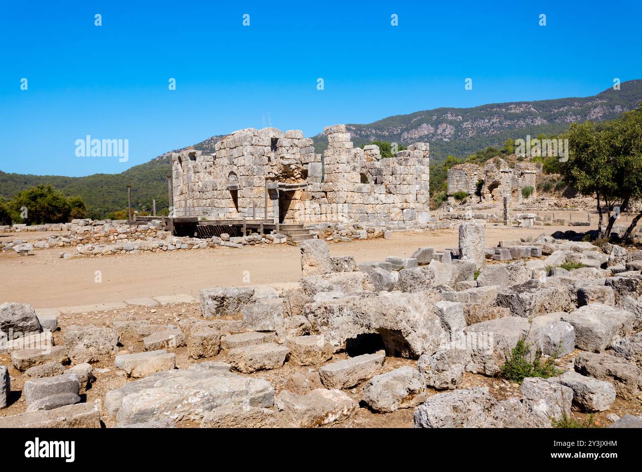 Kaunos ancient city. Kaunos is located near Dalyan town in Mugla Province, Turkey. Stock Photo