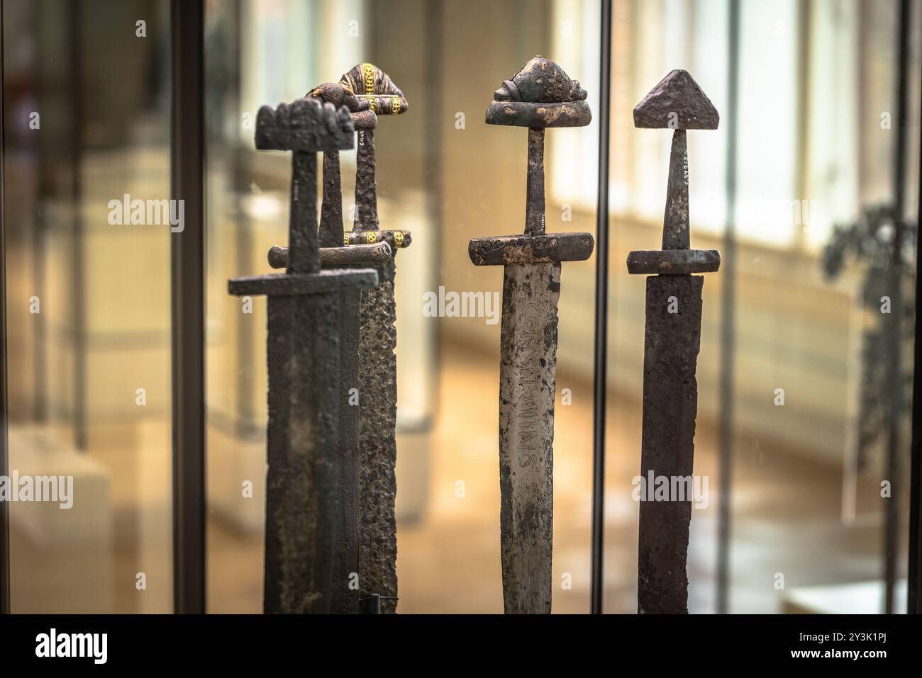 Oslo - February 12 2023: Ancient Viking Swords in the Historical Museum ...