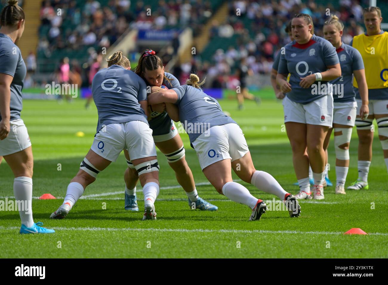 LONDON, UK. , r England Red Roses during pre match for the Nations ...