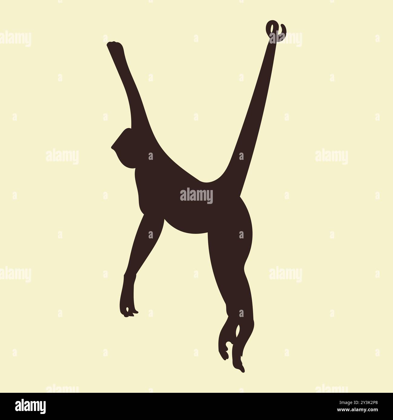 Hand drawn monkey silhouette in flat style illustration Stock Vector ...