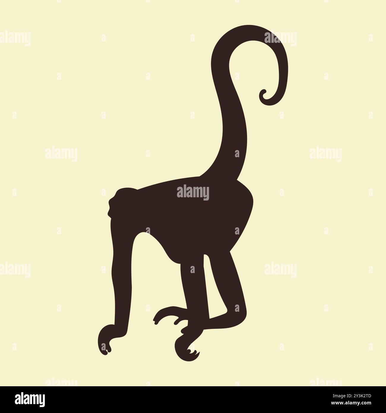 Hand drawn monkey silhouette in flat style illustration Stock Vector