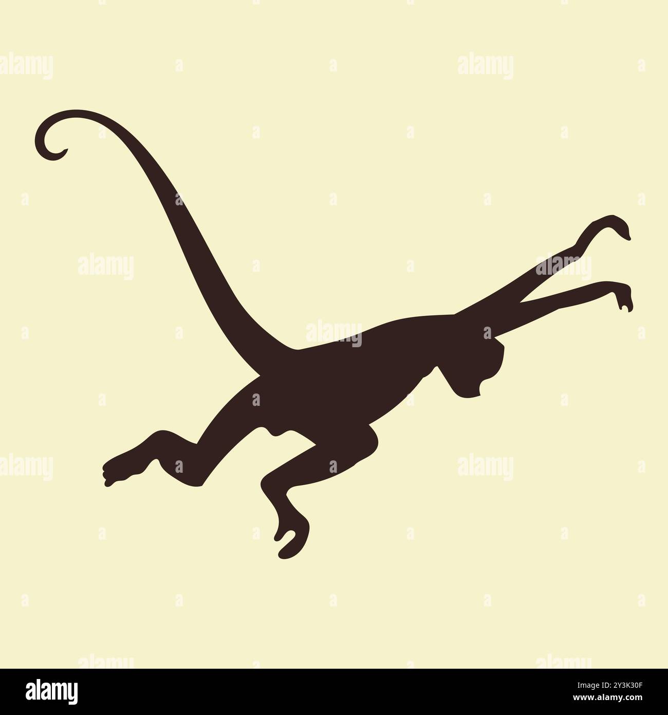 Hand drawn monkey silhouette in flat style illustration Stock Vector ...