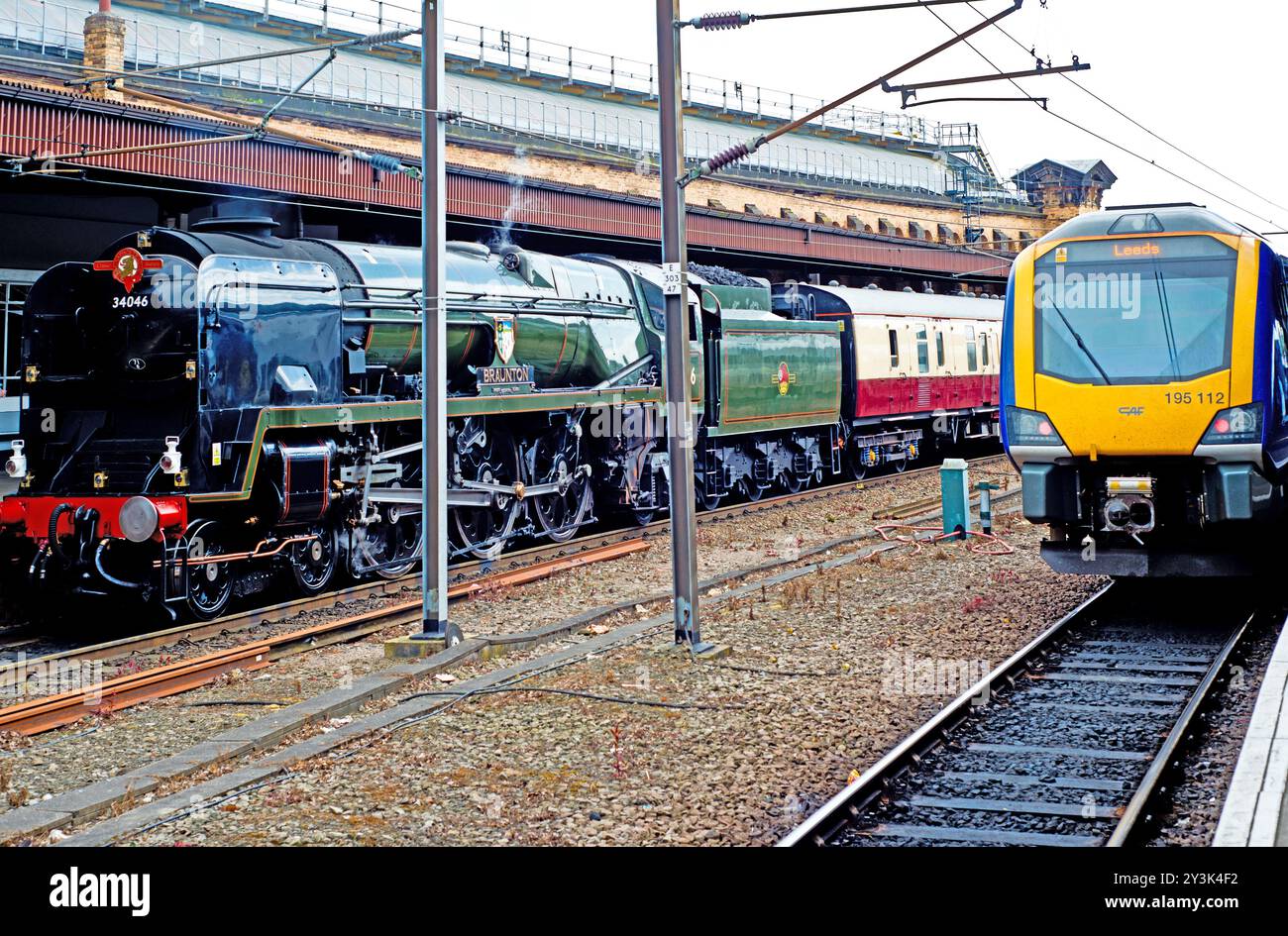 West Country Class No 34046 Braunton at York Station, June 3rd 2024 Stock Photo