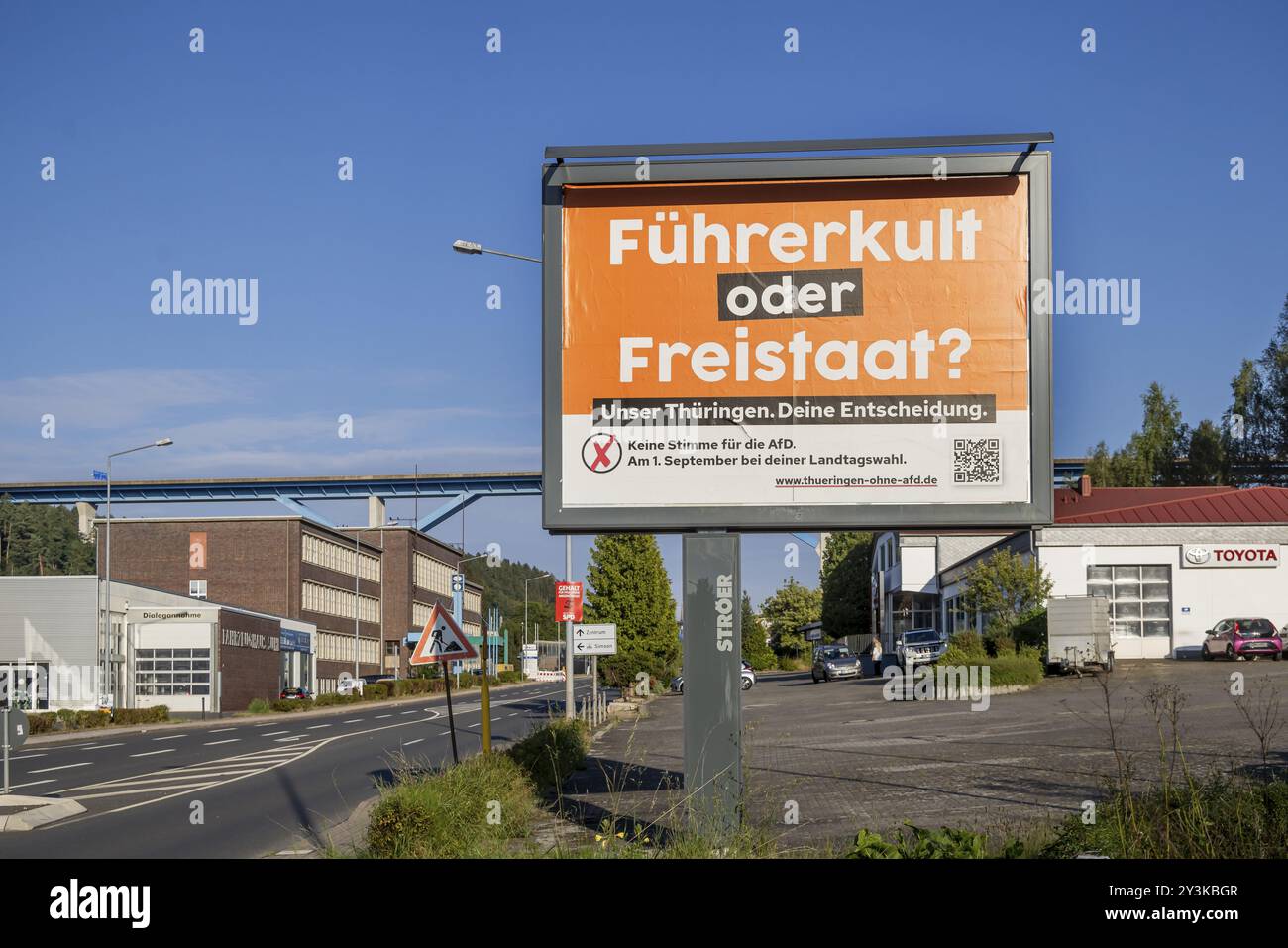 State election in Thuringia. Campaign against the right-wing populist party AfD. Leader cult or free state? Suhl, Thuringia, Germany, Europe Stock Photo