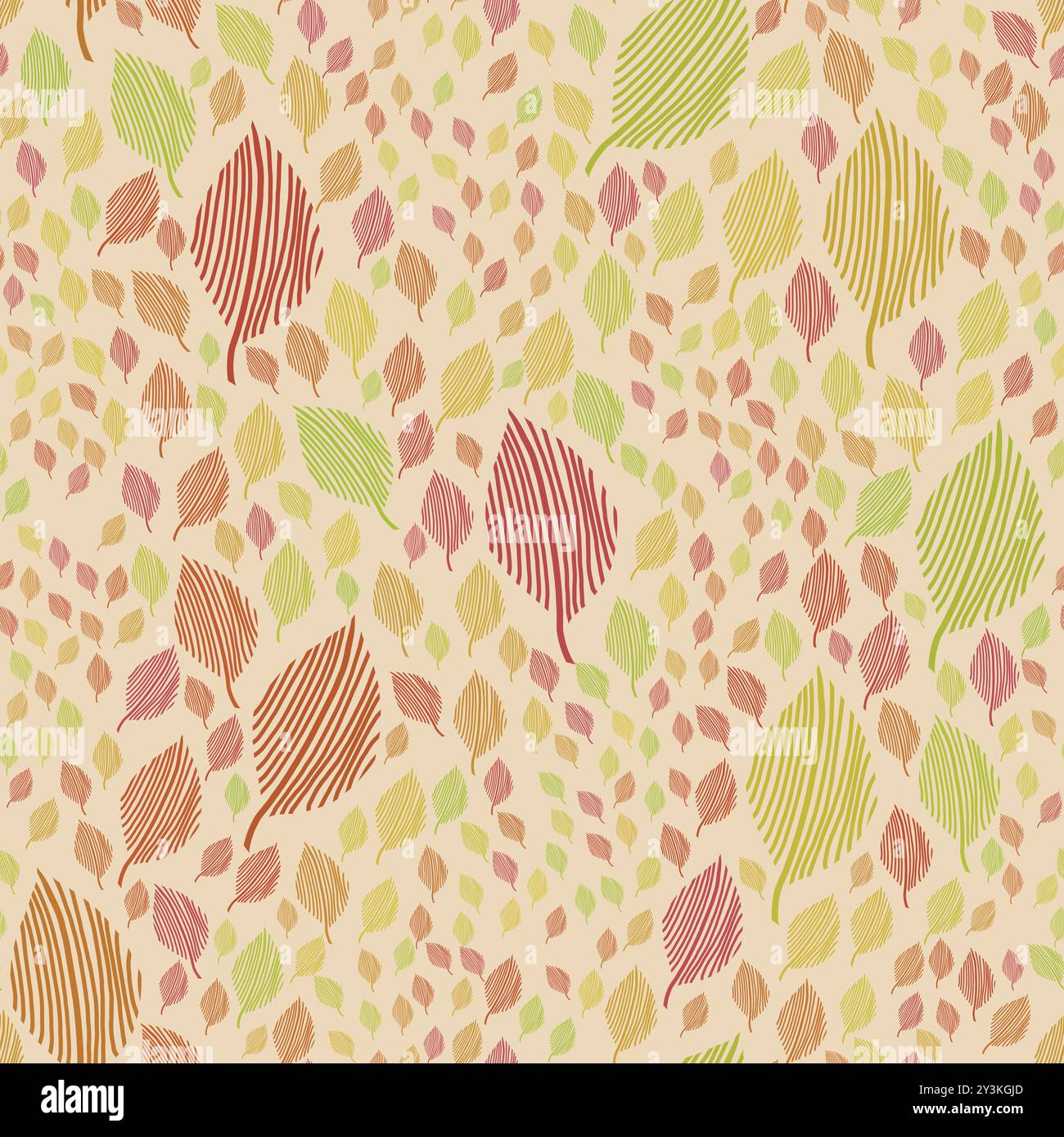 Modern seamless flowing leaf pattern in vintage Scandinavian style colors Stock Photo