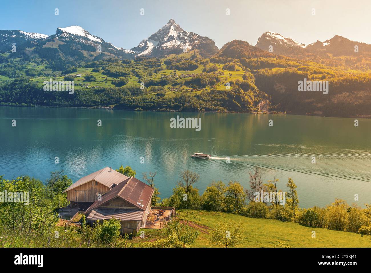 Walensee Spring Lovely vacation destination in the Swiss Alps, around the Walensee lake ...