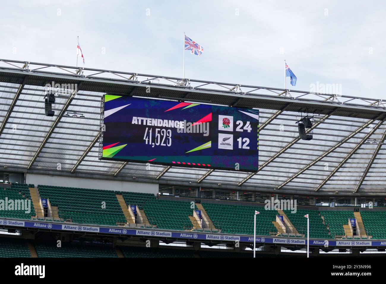 London, UK. 14th Sep, 2024. Attendance of 41,523 fans at England v New Zealand match at Allianz Stadium, Twickenham. UK © ️ Credit: Elsie Kibue/Alamy Live News Stock Photo