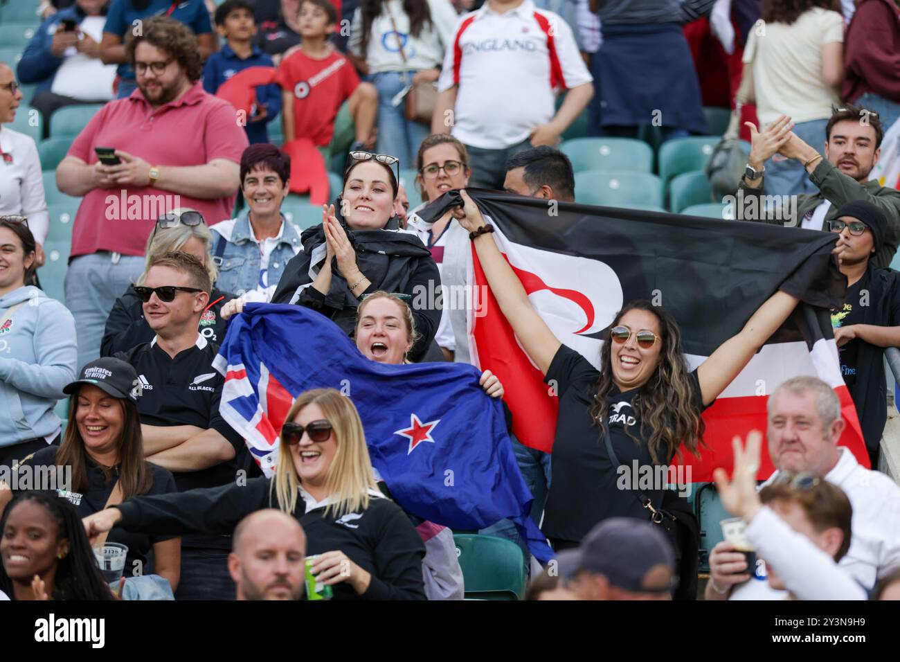 London, UK. 14th Sep, 2024. New Zealand fans at the England v New Zealand match at Allianz Stadium, Twickenham. UK © ️ Credit: Elsie Kibue/Alamy Live News Stock Photo