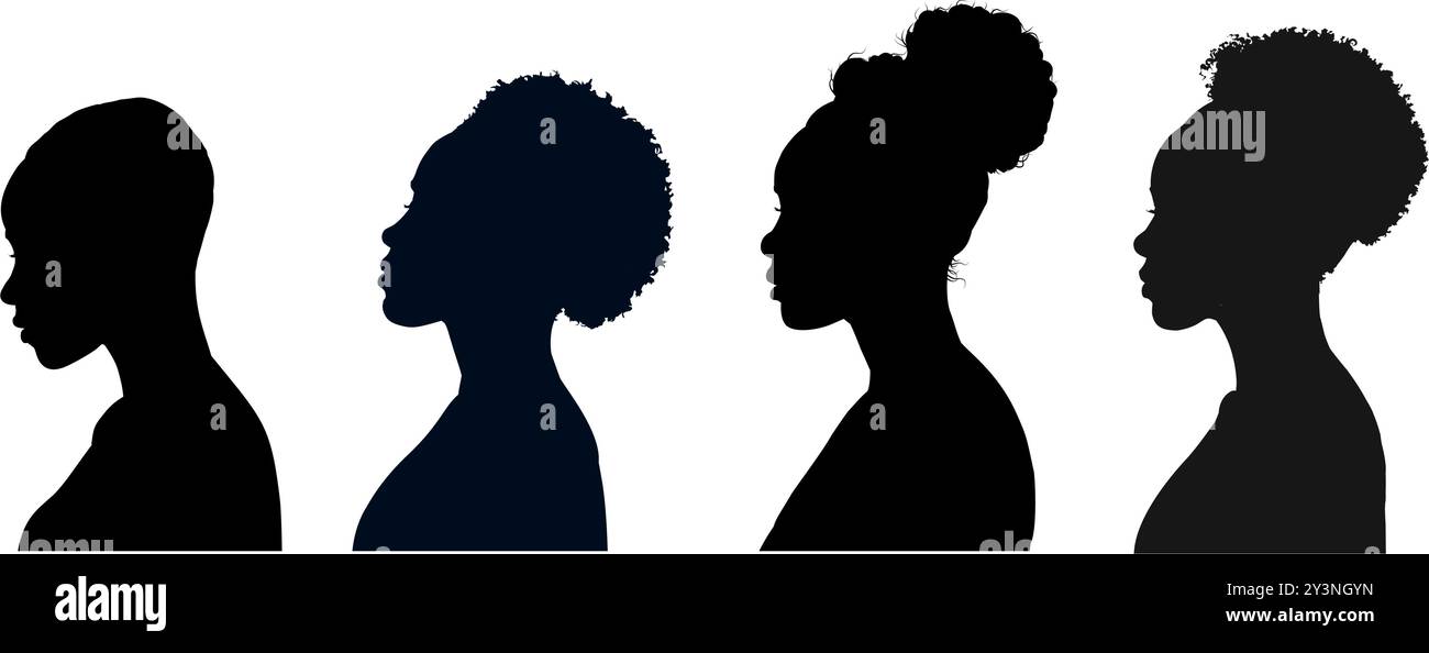 set of beautiful black woman silhouettes Stock Vector Image & Art - Alamy