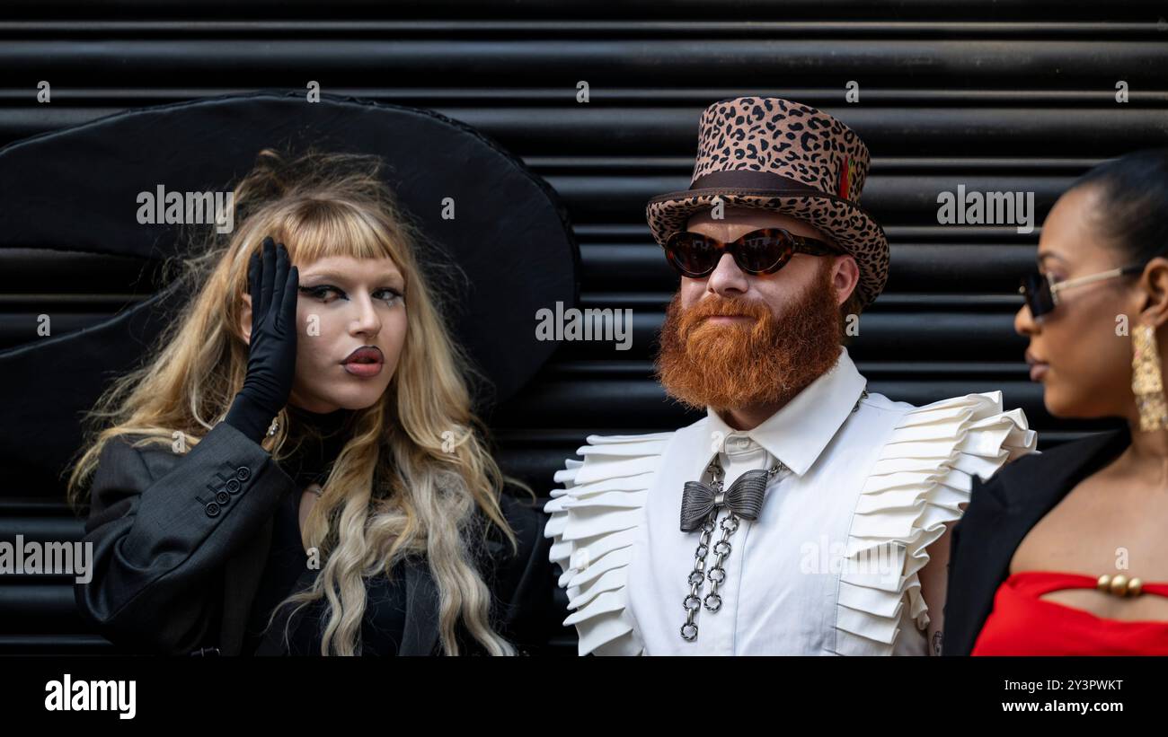 London, UK.  14 September 2024.  Fashionistas arrive for a show at Fashion Scout in Shoreditch during London Fashion Week, which is celebrating its 40th anniversary.   Credit: Stephen Chung / Alamy Live News Stock Photo