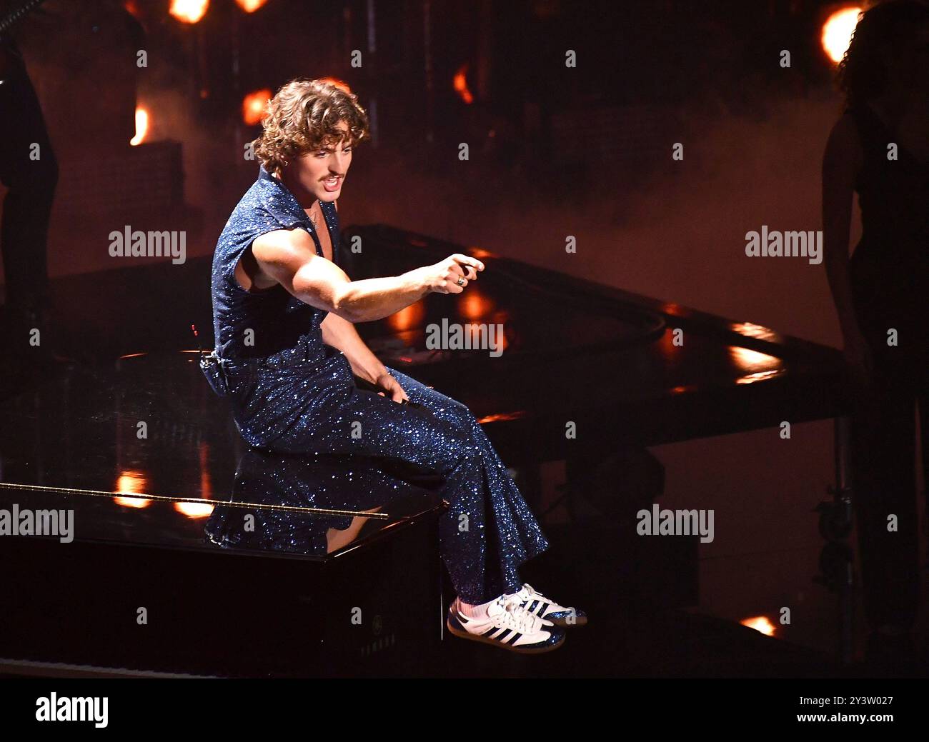Benson Boone performs during the 2024 MTV Video Music Awards at UBS