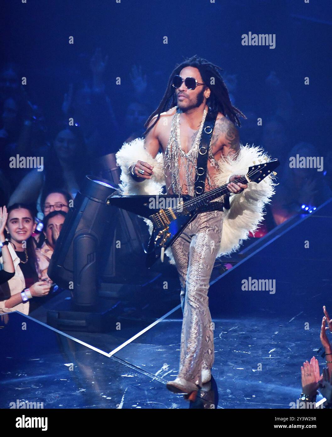 Lenny Kravitz performs during the 2024 MTV Video Music Awards at UBS ...