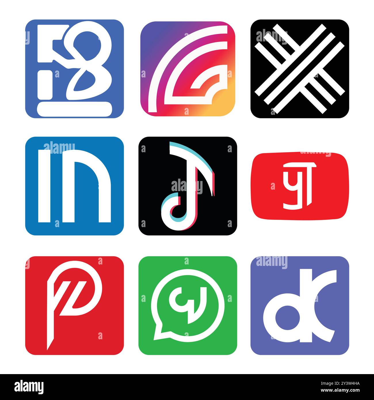 Social Media Icon Set Collection Vector Illustration Stock Vector Image ...