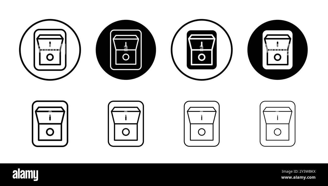 Button on off icon logo sign vector outline in black and white color ...