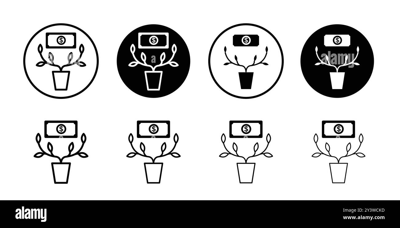Investment tree icon logo sign vector outline in black and white color ...