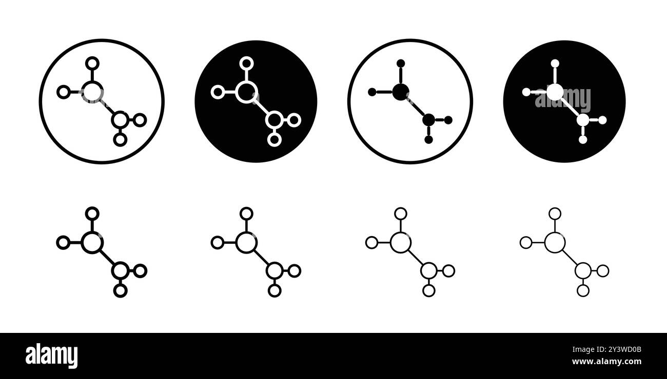 Ethylene molecule icon logo sign vector outline in black and white color Stock Vector