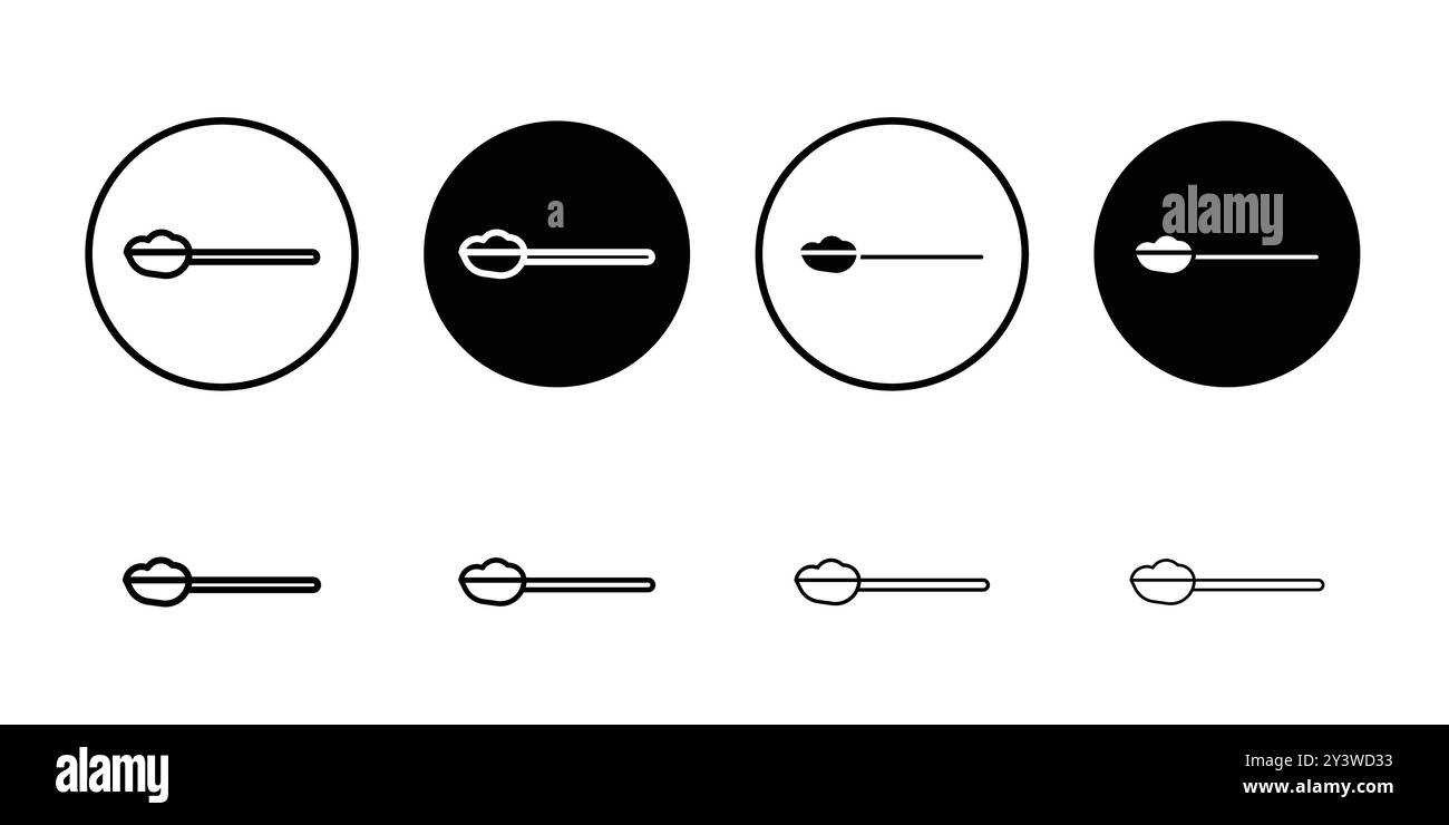 full spoon icon logo sign vector outline in black and white color Stock ...