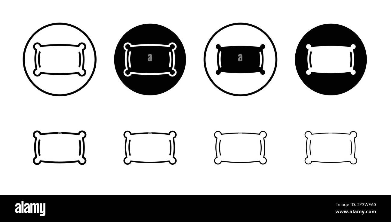 Pillow icon logo sign vector outline in black and white color Stock Vector